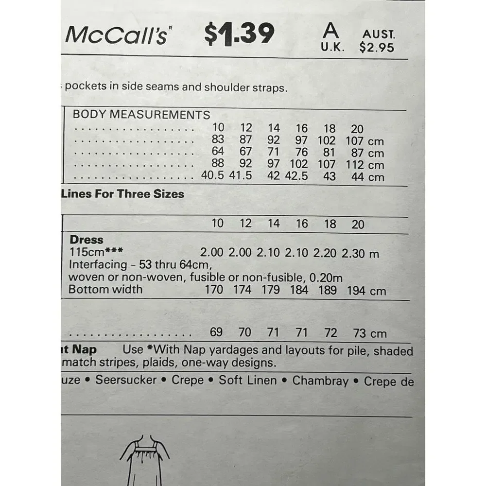 McCalls 8547 Sewing pattern apron dress tent dress size 10 12 14